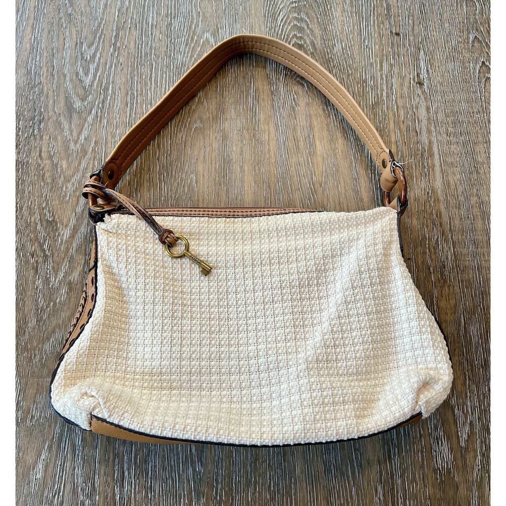 VTG Fossil 1954 Classic Bag Medium Size 9”x13” Zip Top Cream Color